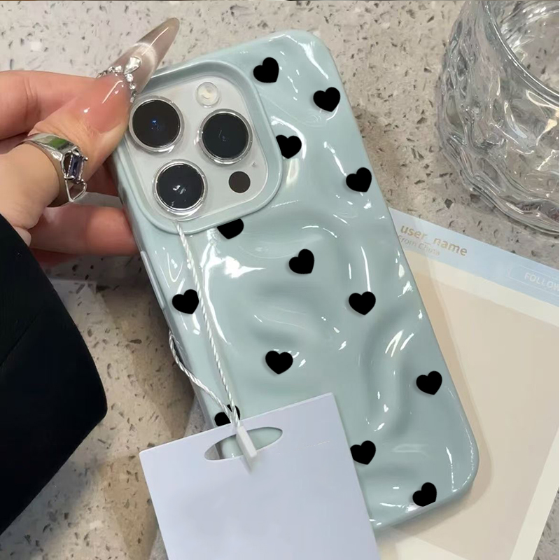 Phone Cases Aesthetic - غطاء هاتف جميل بتصميم قلب أسود