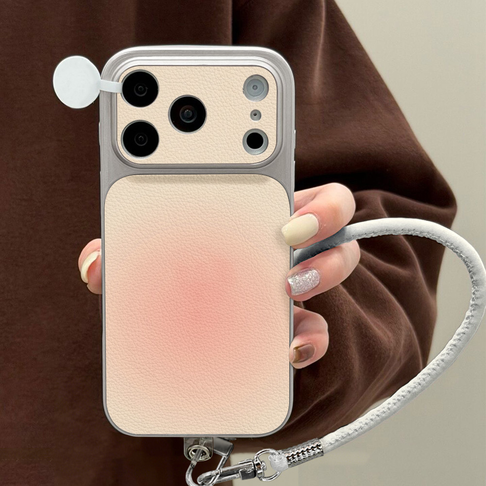 Phone Cases With Straps - غطاء هاتف بنمط الليتشي لآيفون 16