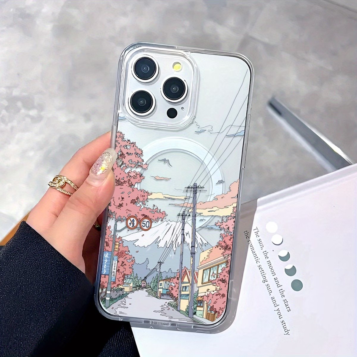 Phone Cases With Magnet - غطاء هاتف بنمط زهر الكرز من