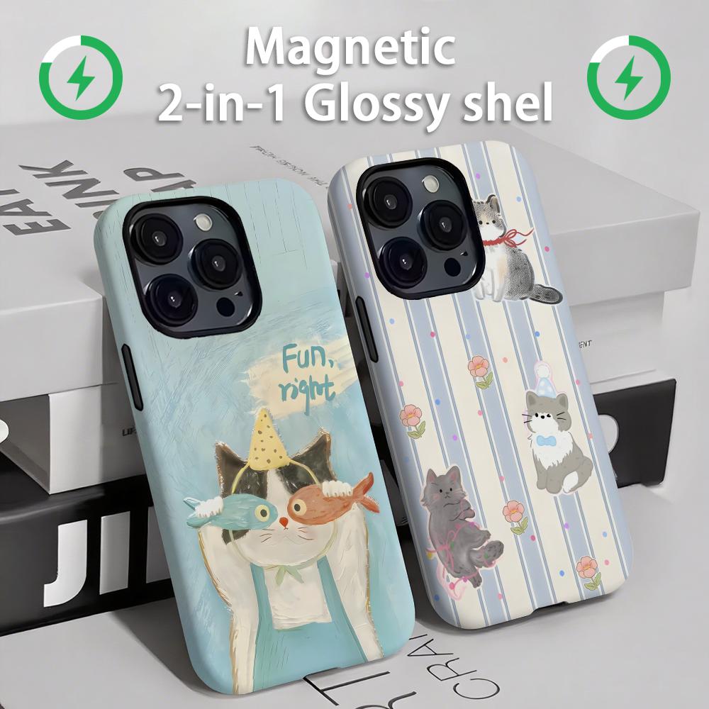 Phone Cases Xs Iphone - حافظة هاتف لطيفة للقطط والكلاب مغناطيسية
