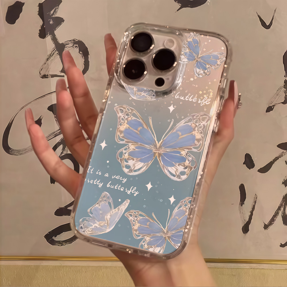 Phone Cases Expensive - غطاء هاتف فاخر بتصميم فراشة زرقاء