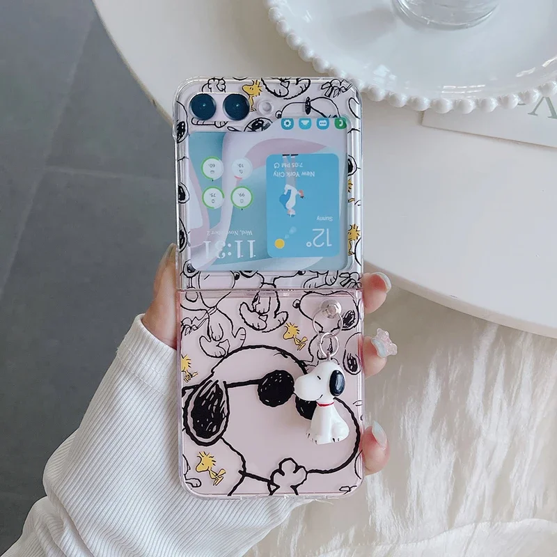 Phone Cases Z Flip 5 - غطاء هاتف شفاف بتصميم كرتوني لطيف