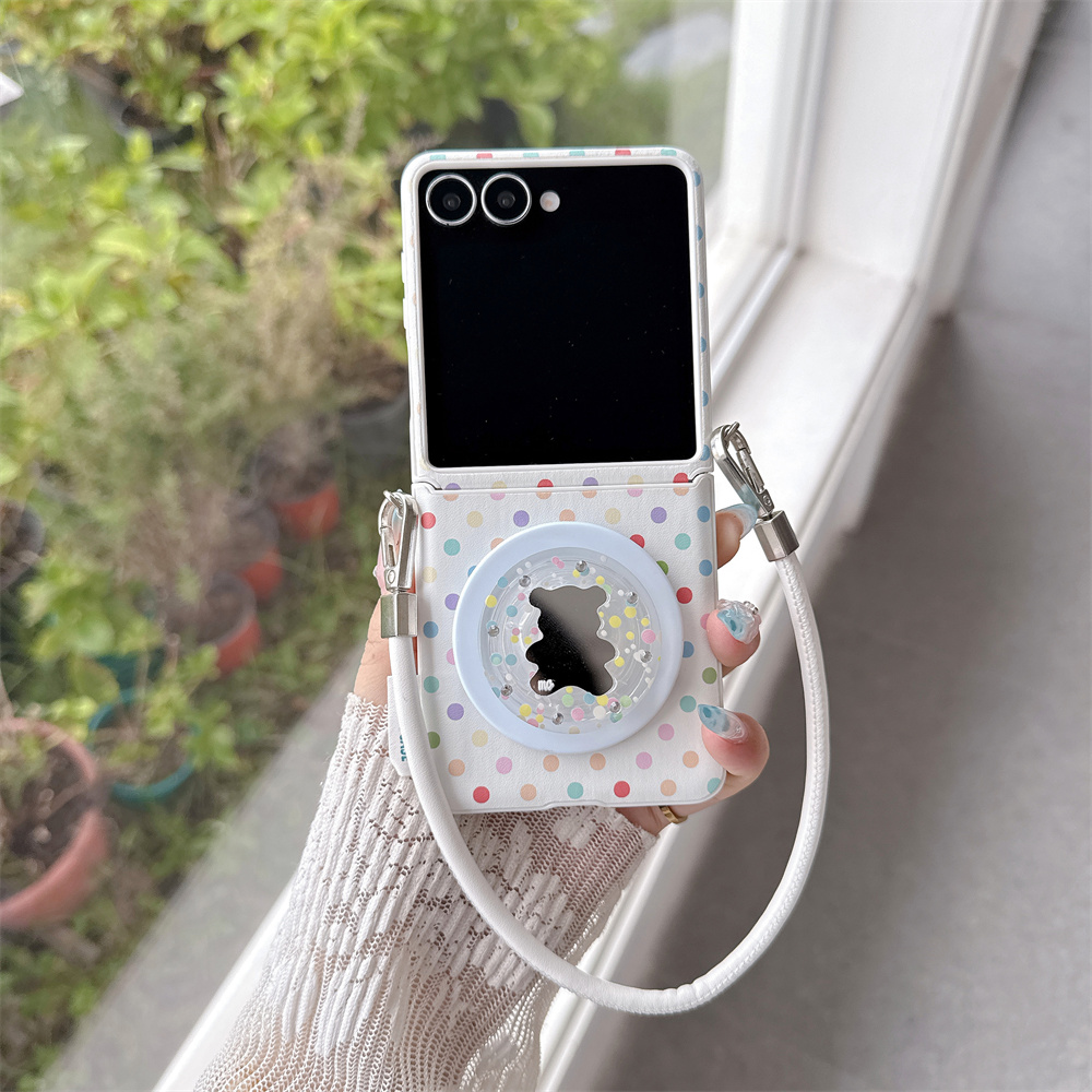 Phone Cases Z Flip 5 - غطاء هاتف مغناطيسي بنقاط البولكا الكورية