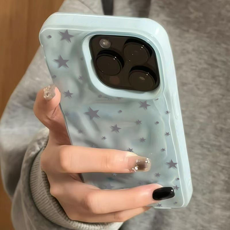 Phone Cases Durable - الحد الأدنى رمادي-أزرق ستار موجة الملمس