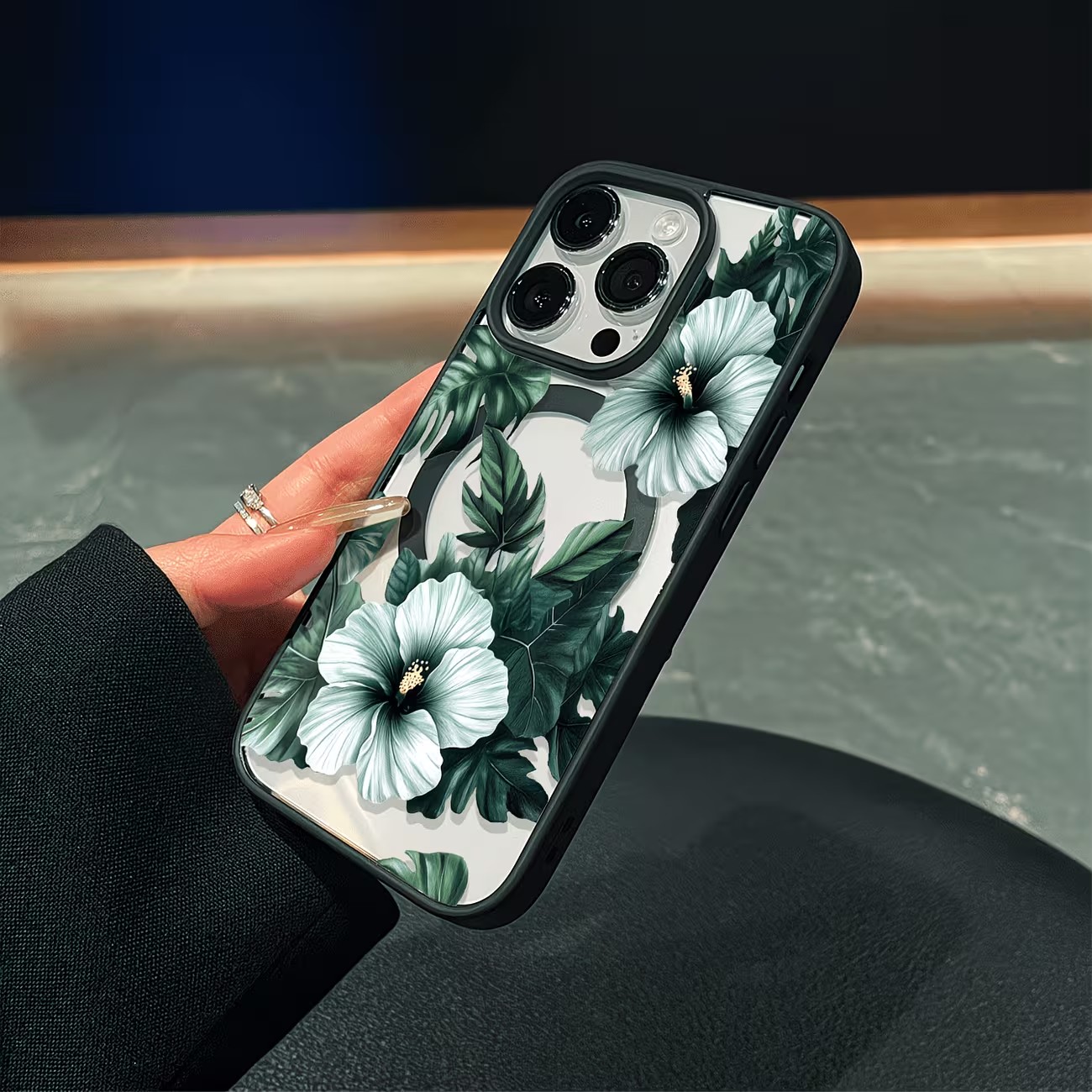 غطاء هاتف شفاف بتصميم زهور خضر - مراجعة Phone Cases With Magnet وسعره